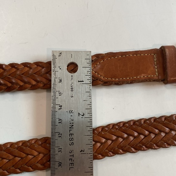 Banana Republic Braided Leather Belt, Brown Cognac, Brass Buckle size large - Picture 8 of 13